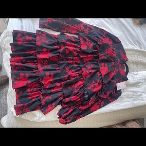 Red and black layered dress